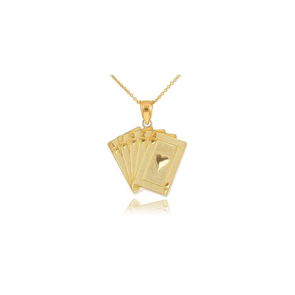 Men's Royal Flush Poker Pendant Necklace in 9ct Gold