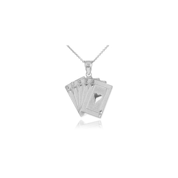 Men's Royal Flush Poker Pendant Necklace in Sterling Silver