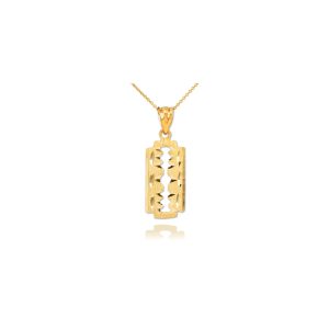 Men's Razor Blade Pendant Necklace in 9ct Gold