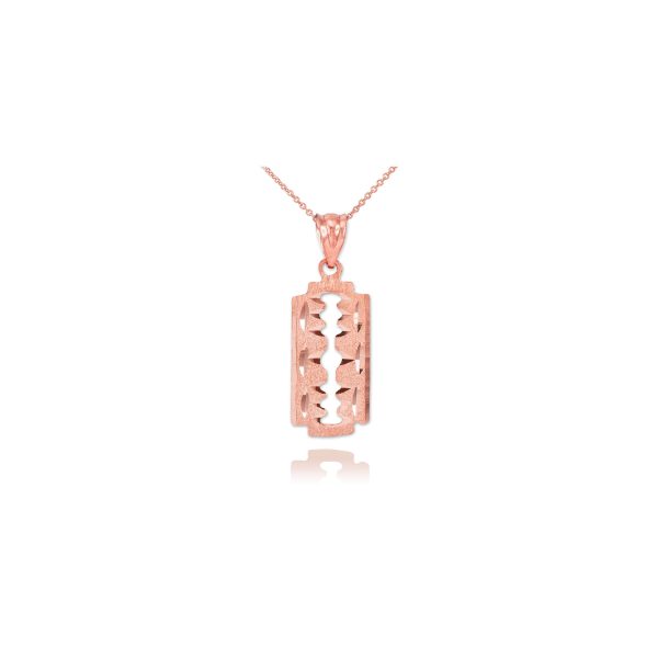 Men's Razor Blade Pendant Necklace in 9ct Rose Gold