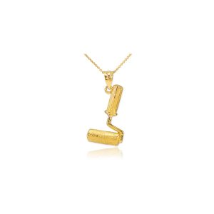 Men's Paint Roller Pendant Necklace in 9ct Gold