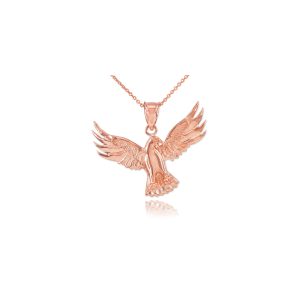 Men's Falcon Charm Pendant Necklace in 9ct Rose Gold