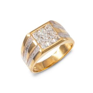 Men's CZ Embellished Ring in 9ct Gold