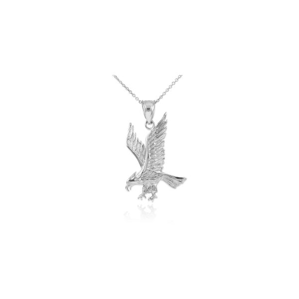 Men's Understated Eagle Charm Pendant Necklace in 9ct White Gold