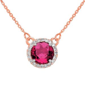 Alexandrite & Diamond Pendant Necklace in 9ct Rose Gold