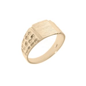 Men's Textured Signet Ring in 9ct Gold