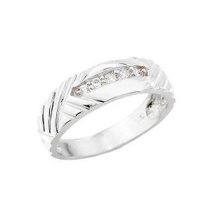 Men's Diamond Wedding Ring in Sterling Silver