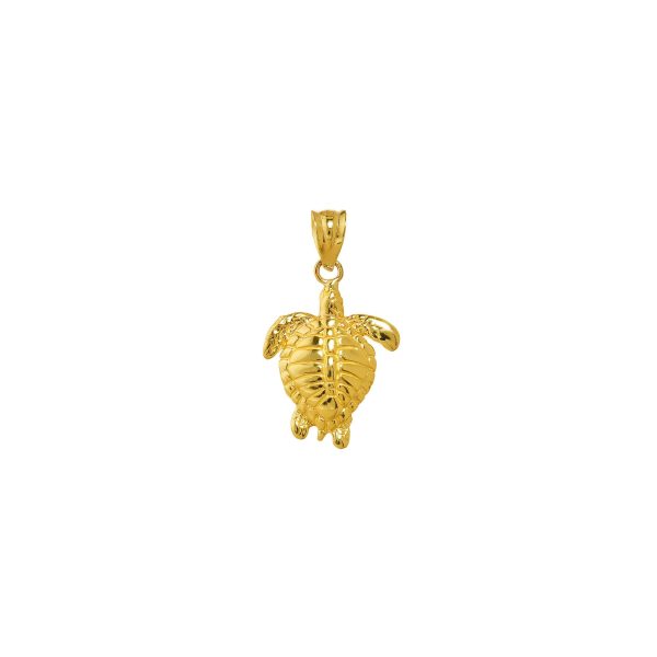 Vertical Turtle Charm Pendant Necklace in 9ct Gold