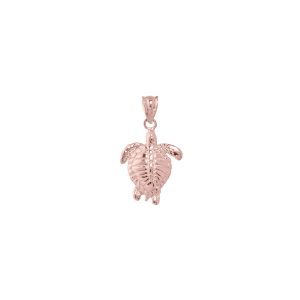 Vertical Turtle Charm Pendant Necklace in 9ct Rose Gold