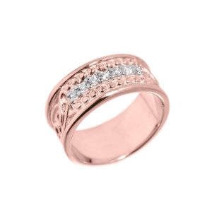 Men's Diamond Celtic Knot Ring in 9ct Rose Gold