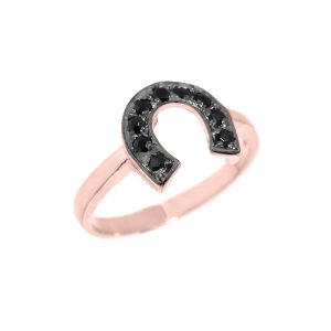 Black Diamond Snake Twist Ring in 9ct Rose Gold