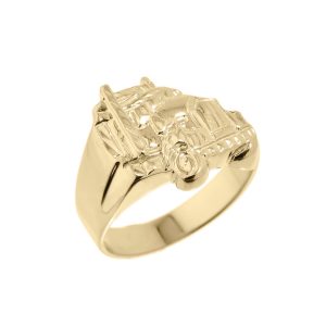 Men's Textured Truck Ring in 9ct Gold