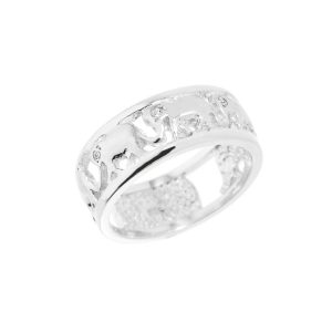 CZ Openwork Elephant Ring in Sterling Silver