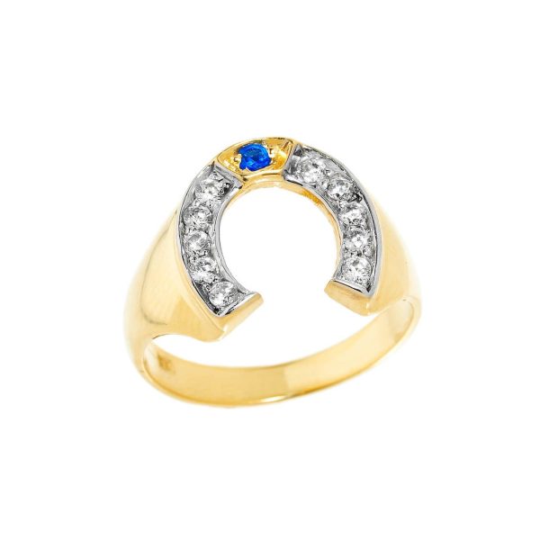 Men's CZ Bold Horseshoe Ring in 9ct Gold