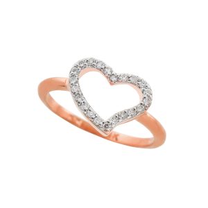 CZ Heart Ring in 9ct Rose Gold