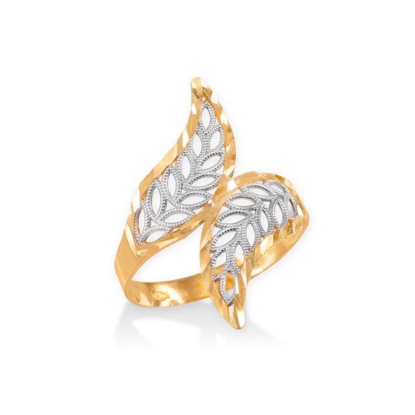 Two Tone Filigree Leaf Ring in 9ct Two-Tone Gold