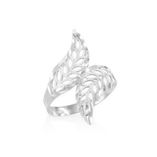 Two Tone Filigree Leaf Ring in Sterling Silver