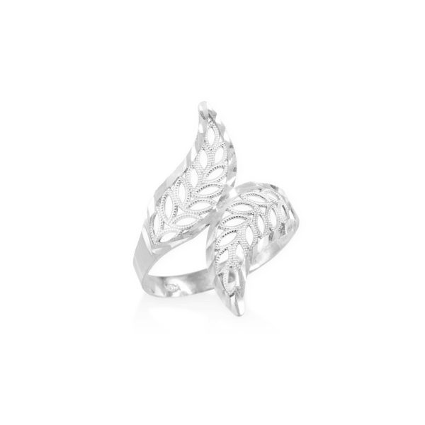 Two Tone Filigree Leaf Ring in 9ct White Gold