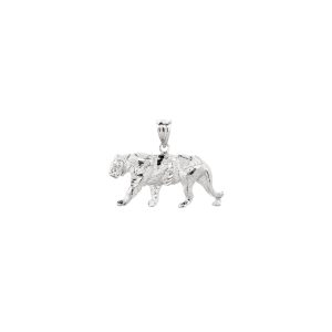 Men's Detailed Tiger Pendant Necklace in Sterling Silver