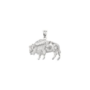 Precision Cut Bison Pendant Necklace in Sterling Silver