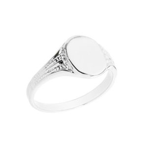 Men's Oval Signet Ring in 9ct White Gold