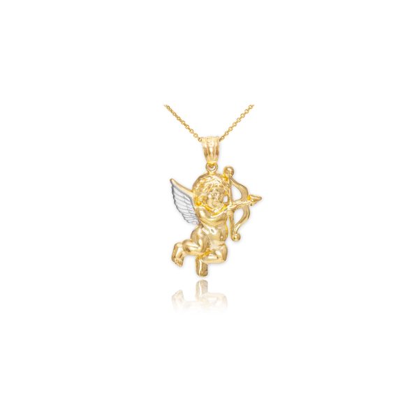 Charming Cupid Pendant Necklace in 9ct Two-Tone Gold