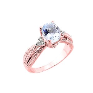 Aquamarine & Diamond Beauty Ring in 9ct Rose Gold