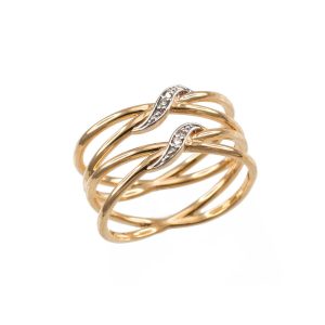 Diamond Embellished Double Infinity Orbit Ring in 9ct Gold