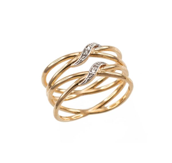 Diamond Embellished Double Infinity Orbit Ring in 9ct Gold