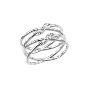 Diamond Embellished Double Infinity Orbit Ring in 9ct White Gold