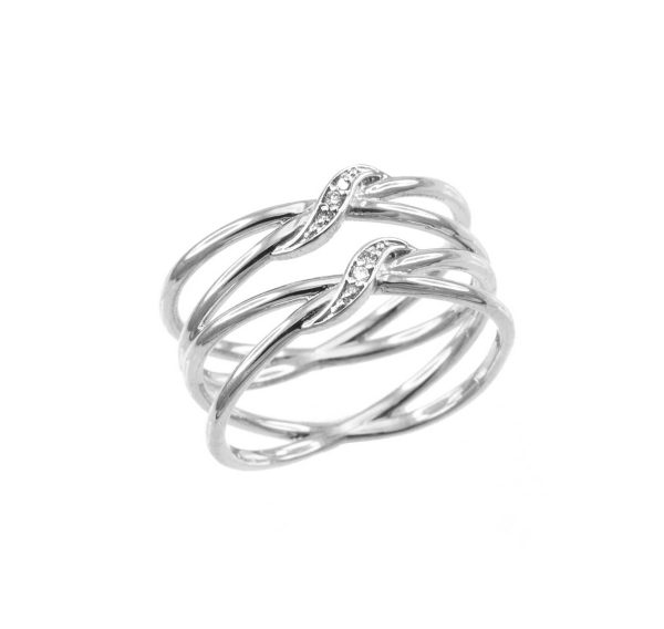 Diamond Embellished Double Infinity Orbit Ring in 9ct White Gold