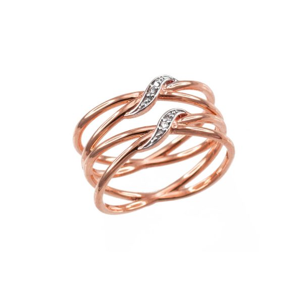 Diamond Embellished Double Infinity Orbit Ring in 9ct Rose Gold