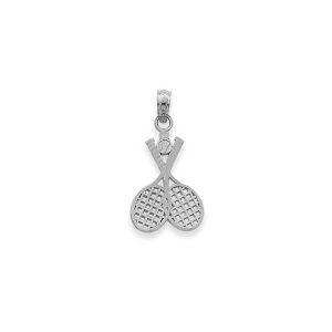 Men's Tennis Rackets Charm Pendant Necklace in 9ct White Gold