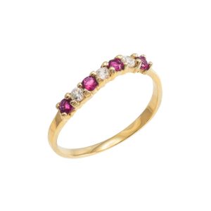 Alexandrite & CZ Wavy Stackable Ring in 9ct Gold