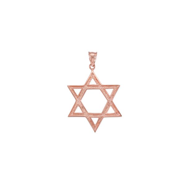 Men's Star of David Pendant Necklace in 9ct Rose Gold