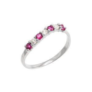 Alexandrite & CZ Wavey Gemstone Stackable Ring in 9ct White Gold