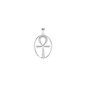 Ankh Cross Egyptian Pendant Necklace in 9ct White Gold