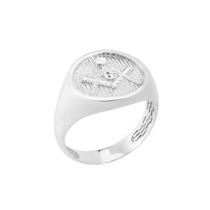 Men's Masonic Signet Ring in 9ct White Gold