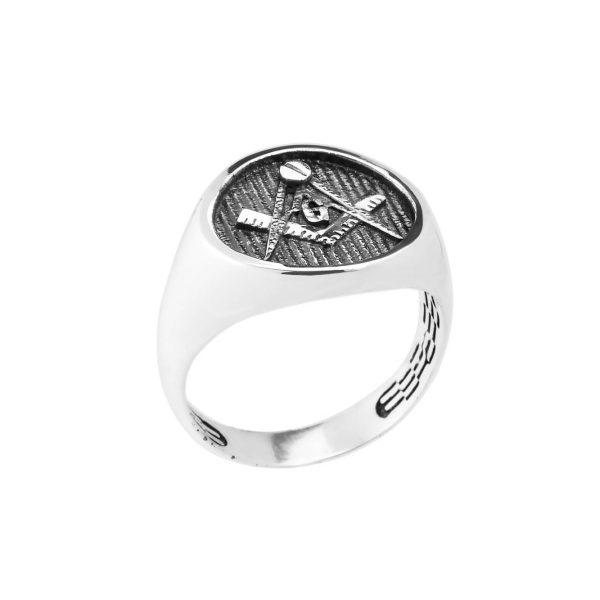 Men's Masonic Signet Ring in Sterling Silver