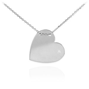 Diamond Heart Pendant Necklace in 9ct White Gold