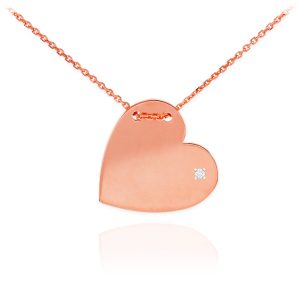 Diamond Heart Pendant Necklace in 9ct Rose Gold