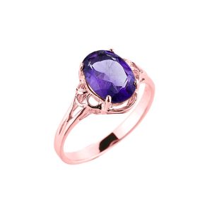 Amethyst Bold Rose Ring in 9ct Rose Gold