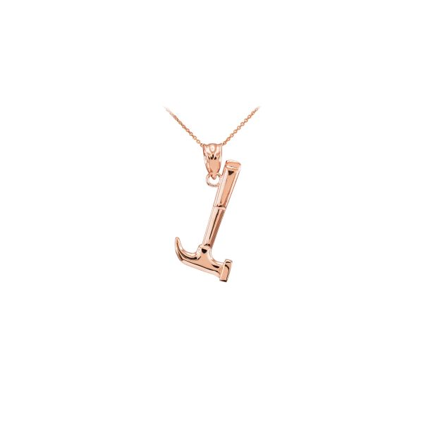 Men's Minimalist Hammer Pendant Necklace in 9ct Rose Gold