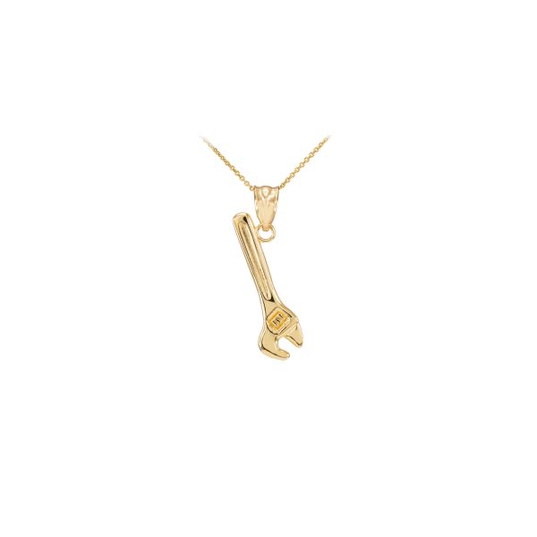 Men's Sleek Wrench Pendant Necklace in 9ct Gold