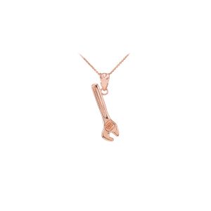 Men's Sleek Wrench Pendant Necklace in 9ct Rose Gold