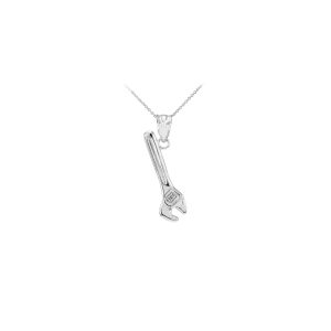 Men's Sleek Wrench Pendant Necklace in Sterling Silver