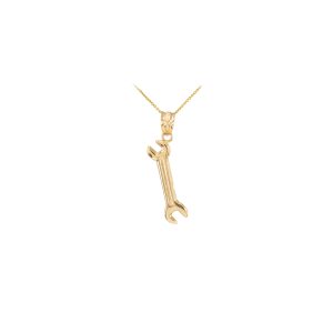 Men's Wrench Pendant Necklace in 9ct Gold