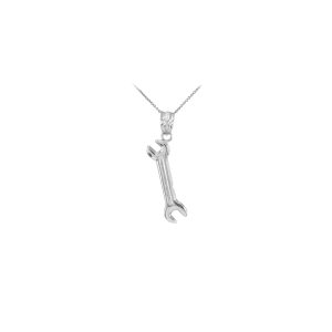 Men's Wrench Pendant Necklace in Sterling Silver