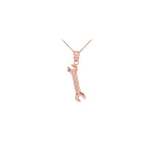 Men's Wrench Pendant Necklace in 9ct Rose Gold