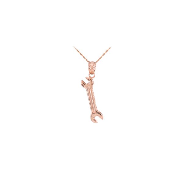 Men's Wrench Pendant Necklace in 9ct Rose Gold